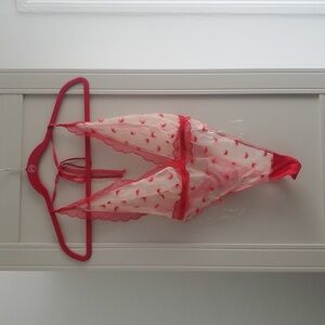 Victoria's Secret Red Hearts Lace Teddy